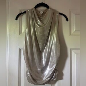 Abercrombie & Fitch sleeveless cowl neck metallic top